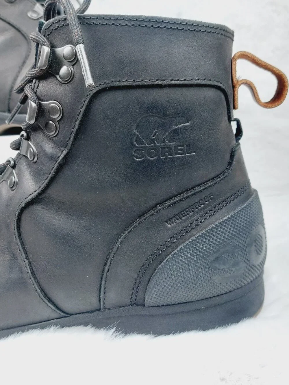 Sorel Men's Black Ankeny Leather Lace-Up Mid Trail Ankle Hiking Boots Size 11.5